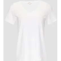 S.Oliver Damen T-Shirt mit V-Ausschnitt, Weiss, 46