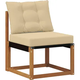 vidaXL Outdoor-Sofa Massives Akazienholz und Textilene beige