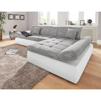 DOMO collection Eckcouch Kunstleder 3-Sitzer Grau/Weiß