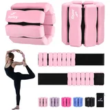 Handgelenkgewichte Knöchelgewichte Set 1.5 kg(je 0,75 kg), Gewichtsmanschetten für Fuß Hand, Gewichte für Beine und Arme, Fußgewichte und Fußgelenkgewichte für Joggen Yoga Pilates Aerobic, Rosa