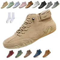 Snrtevu Barfußschuhe, Ergonomischer, Wasserdichter & Schmerzlindernder Leder-BarfußSchuh, Schuhe Damen, Wasserdichte und Atmungsaktive OrthopäDische Barfuss Schuhe (Khaki,39) - 39 EU