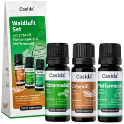 Casida Waldluft Set mit Zirbenöl, Fichtennadelöl & Pfefferminzöl 3X10 ml Ätherisches Öl