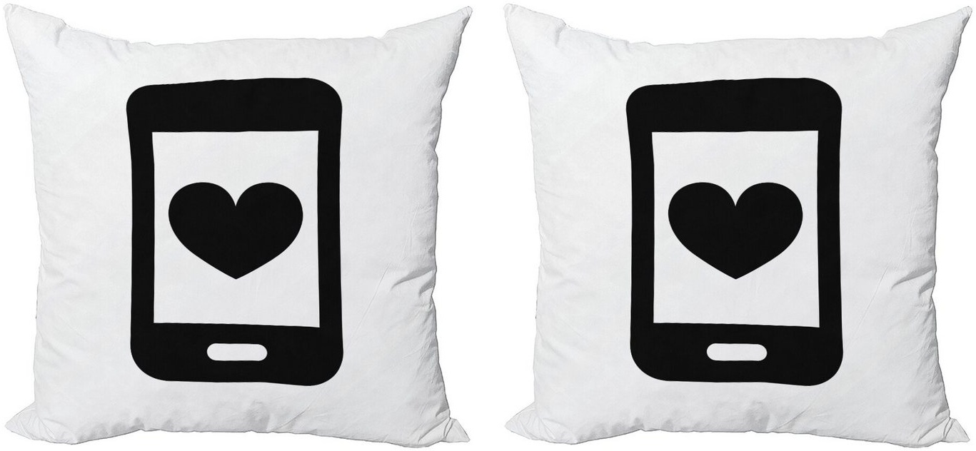 Kissenbezüge Modern Accent Doppelseitiger Digitaldruck, Abakuhaus (2 Stück), Ruf Mama Smartphone Entwurf grau|weiß 50 cm x 50 cm