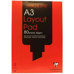 Clairefontaine 5x Goldline Layout Pad, Block geleimt, 80 Blatt A3 50g - GPL1A3Z