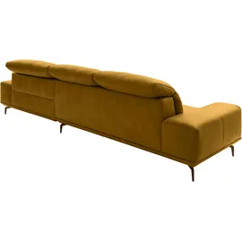 Musterring Wohnlandschaft MUSTERRING "MR 2490 Ecksofa mit erstklassigem Sitzkomfort, Long-Life-Leder", gelb (kurkuma, b), B:342cm T:207cm, Sofas, Wohnlandschaft, Bronze-Fuß Sitzhöhe 46cm, wahlweise mit Funktionen, Maße 342 x 207 cm