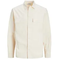 JACK & JONES Langarmhemd »JJEVENICE LINEN BLEND OVERSHIRT LS SN«, Gr. M - N-Gr, ecru, , 94311245-M N-Gr