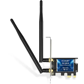 EDUP WiFi 6E Bluetooth 5.3 PCIE WLAN Karte Intel AX210 5400Mbit/s WLAN Netzwerkkarte Adapter, 802.11AX DualBand 2.4Ghz/5Ghz Antenne Preiswerter AX210 Chip für PC Desktop Windows 10&11 64-Bit