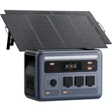 OSCAL PowerMax 1800SE Tragbare Powerstation mit 2x200W Solarpanel, 1024Wh LFP Batterie Backup mit 3x1800W AC Ausgäng, Schnellladung von 0-80% in 45 Mins Solar Generator, Notstromaggregat für Camping