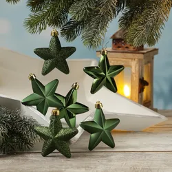 Christbaumschmuck STERN - Weihnachtsbaumschmuck - bruchfest - H: 7,5cm - grün - ...