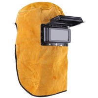Schweißmaske, Schweißmaske Leder Schweißhelm Schutzmaske mit Auto Verdunkelung Filter Objektiv Durable Gute Qualität Gelb Schwarz