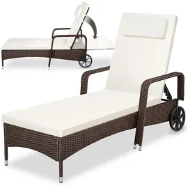 Tectake Rattan Sonnenliege 200 x 70 x 33 cm Braun