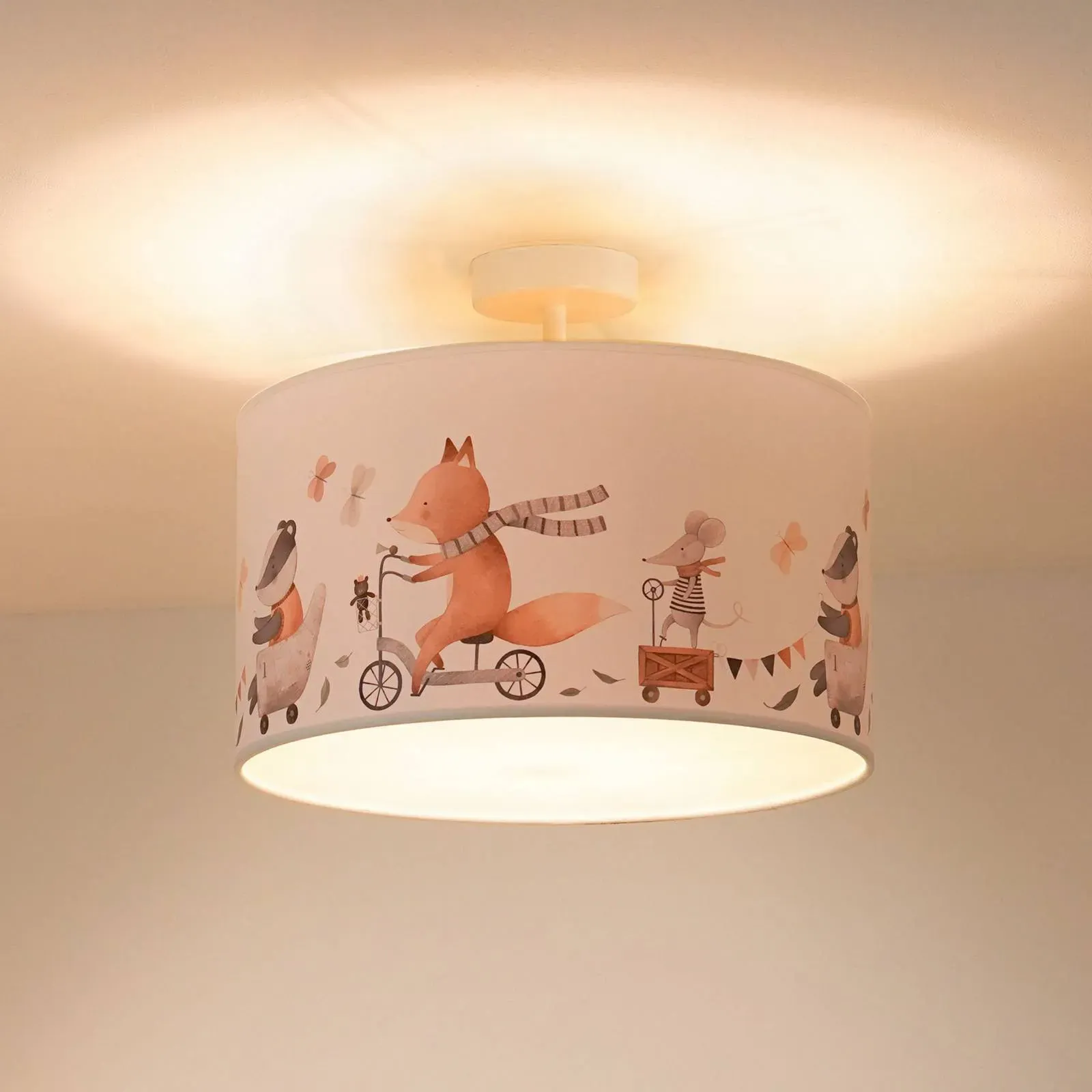 Deckenlampe Ferdi Kids Duolla, dimmbar, weiß / opal, für Kinderzimmer, Textil / Stoff / Seide, Deckenlampe - 35 cm - 35 cm - 25 cm