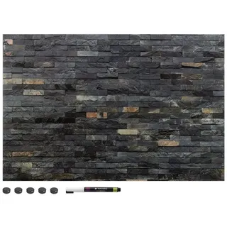 Navaris Magnettafel Memoboard Dark Bricks, 60 x 40 cm schwarz