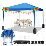 COBIZI Pavillon 3x3m Wasserdicht Pop Up Pavillon 3x3 faltbar Faltpavillon Gartenpavillon Partyzelt Faltzelt 3x3 höhenverstellbar Bierzelt mit 4 Sandsack(Blau