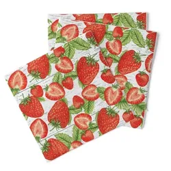 Sovie HORECA Serviette Erdbeeren aus Tissue 33 x 33 cm, 100 Stück Erdbeeren Obst