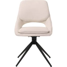 Mendler 6er-Set Esszimmerstuhl HWC-N73, Küchenstuhl, drehbar Auto-Return, Stoff/Textil Boucle (540g/m2) creme