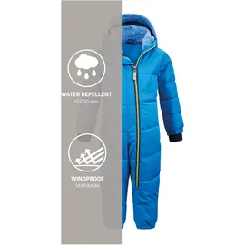 KILLTEC Skioverall Kinder Twinkly MNS ONPC B - Overall in Daunenoptik - Schneeanzug mit Kapuze - Winteranzug mit flauschigem Innenfutter, neon blau, 98/104