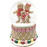 Ellug Schneekugel mit Lebkuchenfiguren als Spieluhr und bunt verziertem Sockel mit Musik, Licht und Schneeantrieb, batteriebetrieben, Kugeldurchmesser: 1...