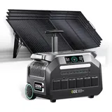 IEE 3200W Tragbare Powerstation P3200 mit 4x200W Solarpanel, 2048Wh LiFePO4 Solargenerator, 1800W AC-Ladung, 4x AC-Ausgänge, App-Steuerung, Für Hausnotstrom, Camping, Wohnmobil, Notfälle