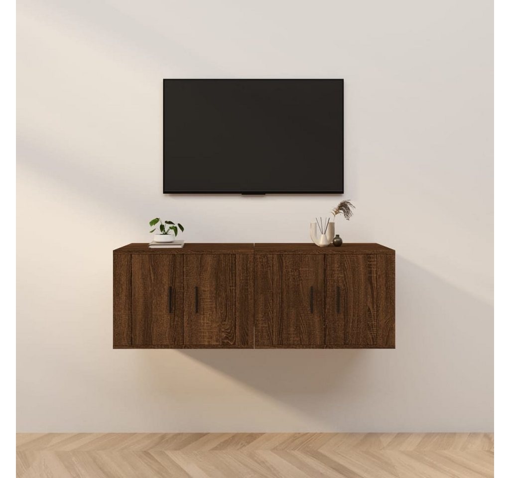 vidaXL TV-Schrank TV-Wandschränke 2 Stk. Braun Eichen-Optik 57x34,5x40 cm (2-St) braun 57 cm x 40 cm