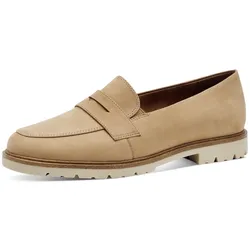 Loafer TAMARIS, Damen, Gr. 40, braun (camel), Nubukleder, klassisch, Schuhe, Blockabsatz, Slipper, Halbschuh, Businessschuh mit Zierriegel