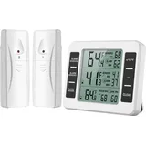 Kabelloses Thermometer Für Kühlschrank Und Gefrierschrank – 2 Sensoren – Akustischer Min/max-alarm – Messbereich -40 Bis 60 °c