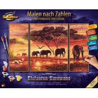 Schipper Malen nach Zahlen Triptychon - Elefanten-Karawane