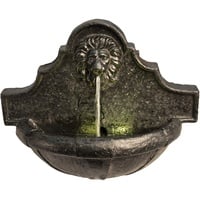 Teamson Home Garden Wasserspiel & Lichter, Wandmontierter Wasserbrunnen für den Innenbereich, Löwenkopf-Stein-Wasserfall und Pumpenverzierung, Terrassendekoration