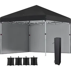 Outsunny Faltpavillon 3 x 3 m inkl. 2 Seitenteile Schwarz