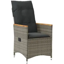 vidaXL Gartensessel Verstellbar mit Kissen Grau Poly Rattan
