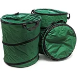 Wiltec 3x Laubsack rund 100l Grün Pop Up Faltbar 600d-oxford-polyester Abfallsammlung Rasensack Robust Gartenabfälle