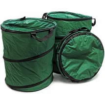 Wiltec 3x Laubsack rund 100l Grün Pop Up Faltbar 600d-oxford-polyester Abfallsammlung Rasensack Robust Gartenabfälle