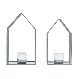 Marrakesch Orient & Mediterran Interior 2er Set Skandinavische Deko Windlicht Teelichthalter Carlon Grau