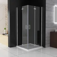 MIQU Duschkabine Eckeinstieg 80x80 cm Falttür Duschwand mit Doppel Faltbar Duschtür, 6mm NANO ESG Glas, Drehfalttür komplett Dusche Duschabtrennung Höhe 197cm, mit Duschwanne & Ablauf