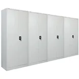 PROREGAL MegaDeal 4x Flügeltürenschrank ELEPHANT Komplett Montiert 2 Türen Abschließbar HxBxT 180x80x40cm 6 Fächern & Kleiderstange Stahl Lichtgrau