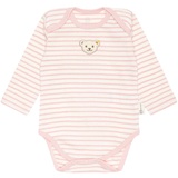 Steiff Baby Body - Strampler, Baumwolle, Bär, Streifen, Logo, langarm Rosa/Weiß 80