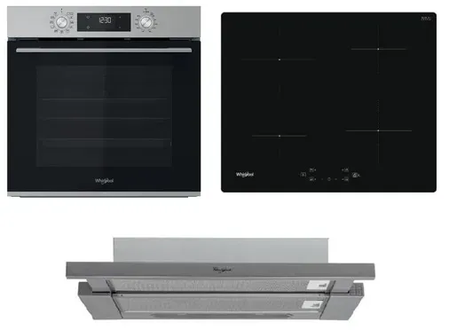 Whirlpool Backofen OMK58CU1SX + Induktionskochfeld WSQ7360NE + Dunstabzugshaube AKR7491IX SETWH23