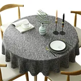 Schwere Runde Tischtuch, Dekorative Einfarbige Tischdecke, Baumwolle Leinen Tischdecke für Küche Esszimmer Haus Tischdekoration, Dunkelgrau, Rund - 140 cm