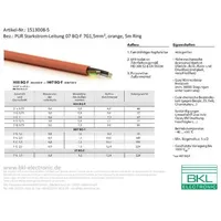 BKL Electronic 1513008-5 Starkstromkabel H07BQ-F 7G 1.5mm2 Orange 5m