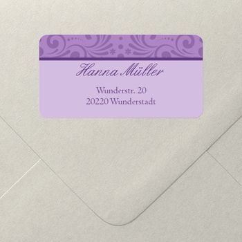 Adressaufkleber (5 Karten) selbst gestalten, Elegante Zierde in Lila - Violett