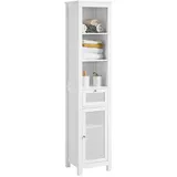 SoBuy Hochschrank mit 3 offenem Fächern und 1 Schublade MDF Weiß BZR36-W