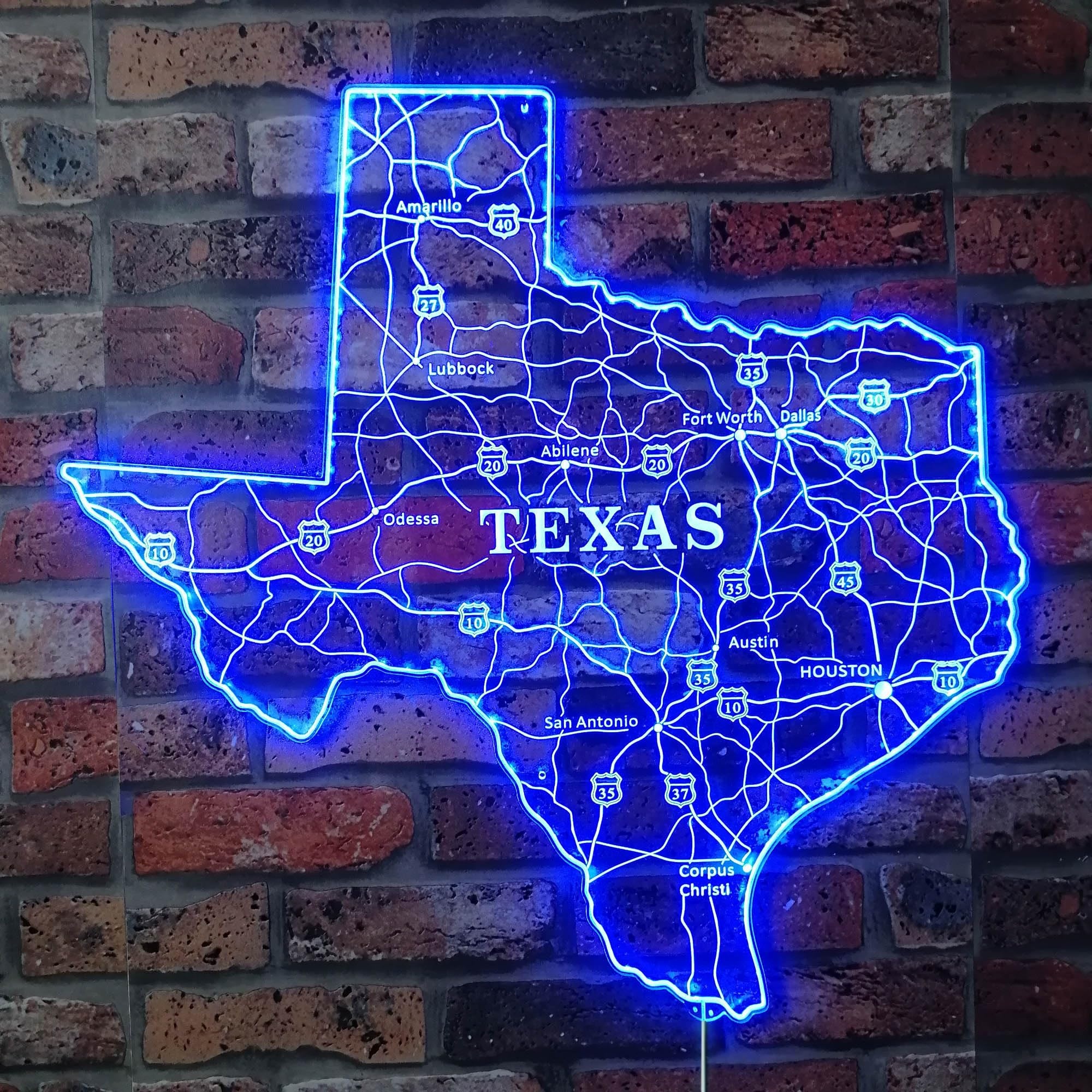 Texas Road Map RGB Dynamic Glam LED-Schild – Schnittform – intelligente 3D-Wanddekoration – mehrfarbige dynamische Beleuchtung – perfekt für Heimdekoration und Ambiente st06s66-i0001-c