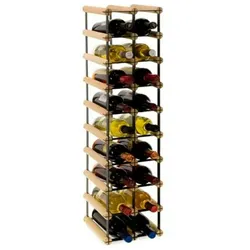 PROREGAL Modulares Weinregal VINOTECA MOD METAL | HxBxT 92,5x22,5x24,5cm | 2x9 Flaschen | Massives Kiefernholz | Natur | Flaschenregal
