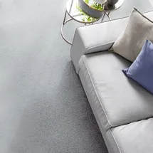 Andiamo Teppichboden ANDIAMO "Kira, Velours, Gesamthöhe 8 mm, Luxusklasse LC1", grau, B:400cm L:400cm, Kunstfaser, Teppiche, Uni Farben, Breite 400 cm, strapazierfähig, pflegeleicht, Wohnzimmer
