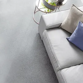 Andiamo Teppichboden ANDIAMO "Kira, Velours, Gesamthöhe 8 mm, Luxusklasse LC1", grau, B:400cm L:400cm, Kunstfaser, Teppiche, Uni Farben, Breite 400 cm, strapazierfähig, pflegeleicht, Wohnzimmer