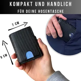 Frentree Slim Geldbörse aus echtem Leder mit RFID-Schutz 7 Fächer, Hochformat, Carbon