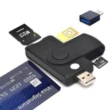 CAC Smart Card Reader Militär, 5 in 1 USB DOD Military SIM/SD/TF/ID/IC Kartenadapter Kompatibel mit Windows, Linux/Unix, MacOS X