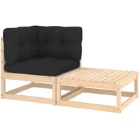 vidaXL Garten-Lounge-Set 2-tlg. Kiefer massivholz silber