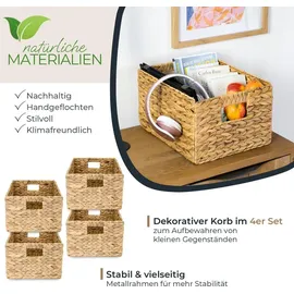 HMF Aufbewahrungskorb faltbar geflochten aus Wasserhyazinthe Seegras 36 x 28 x 20 cm beige