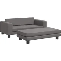 vidaXL Kindersofa mit Hocker, Couch für Kinder, Kindercouch mit runden Kanten, Kindersessel Minisofa Polstersofa Kindermöbel Sofa Kinderzimmer, Grau Kunstleder